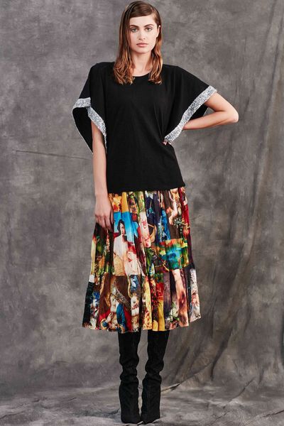Curate by Trelise Cooper Black Sequin Sleeve Top L 100% Cotton Oversized