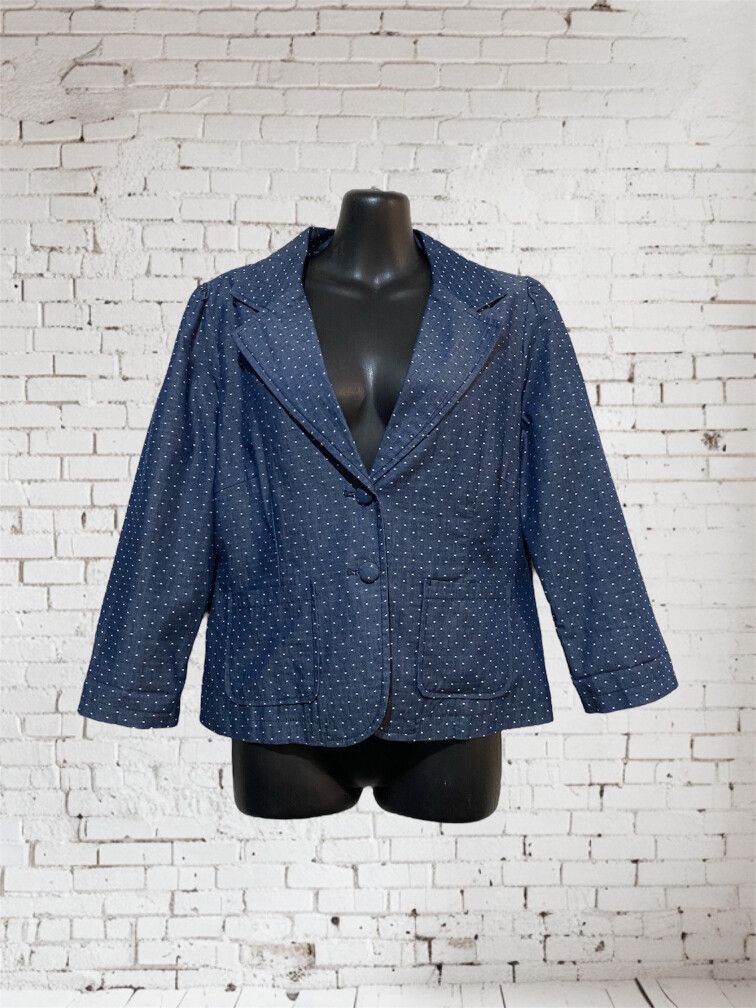 Princess Highway Lightweight Denim Polka Dot Jacket Size 12 – Cropped Cotton Blazer Style