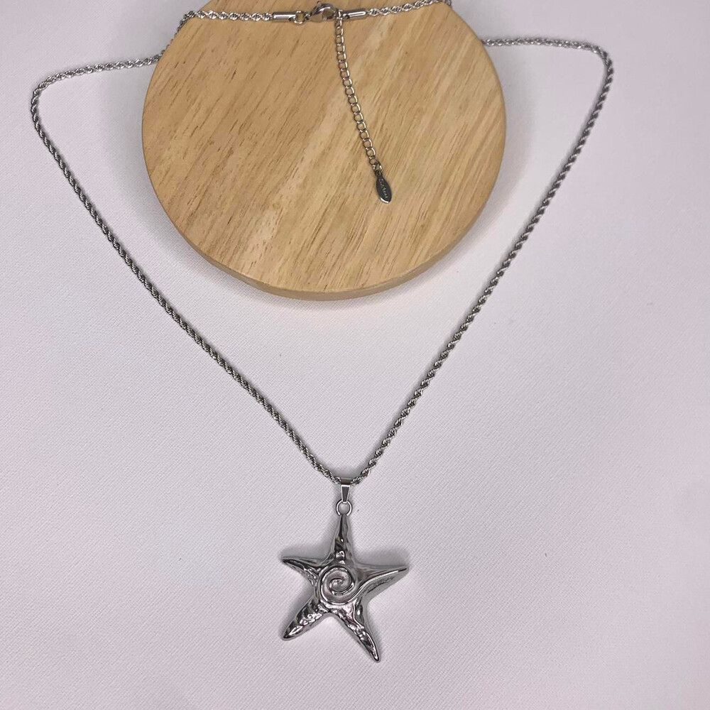 Kopen Australia | Starfish Pendant Necklace Silver Stainless Steel Rope Chain