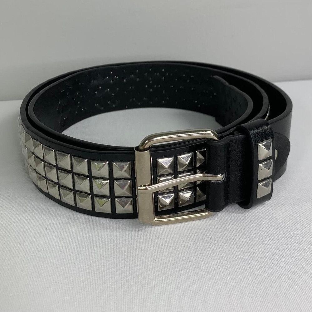 Kopen Australia Black Silver Studded Belt Y2K Skate Goth Punk Rock Grunge Metal Rivet 90s Faux Leather