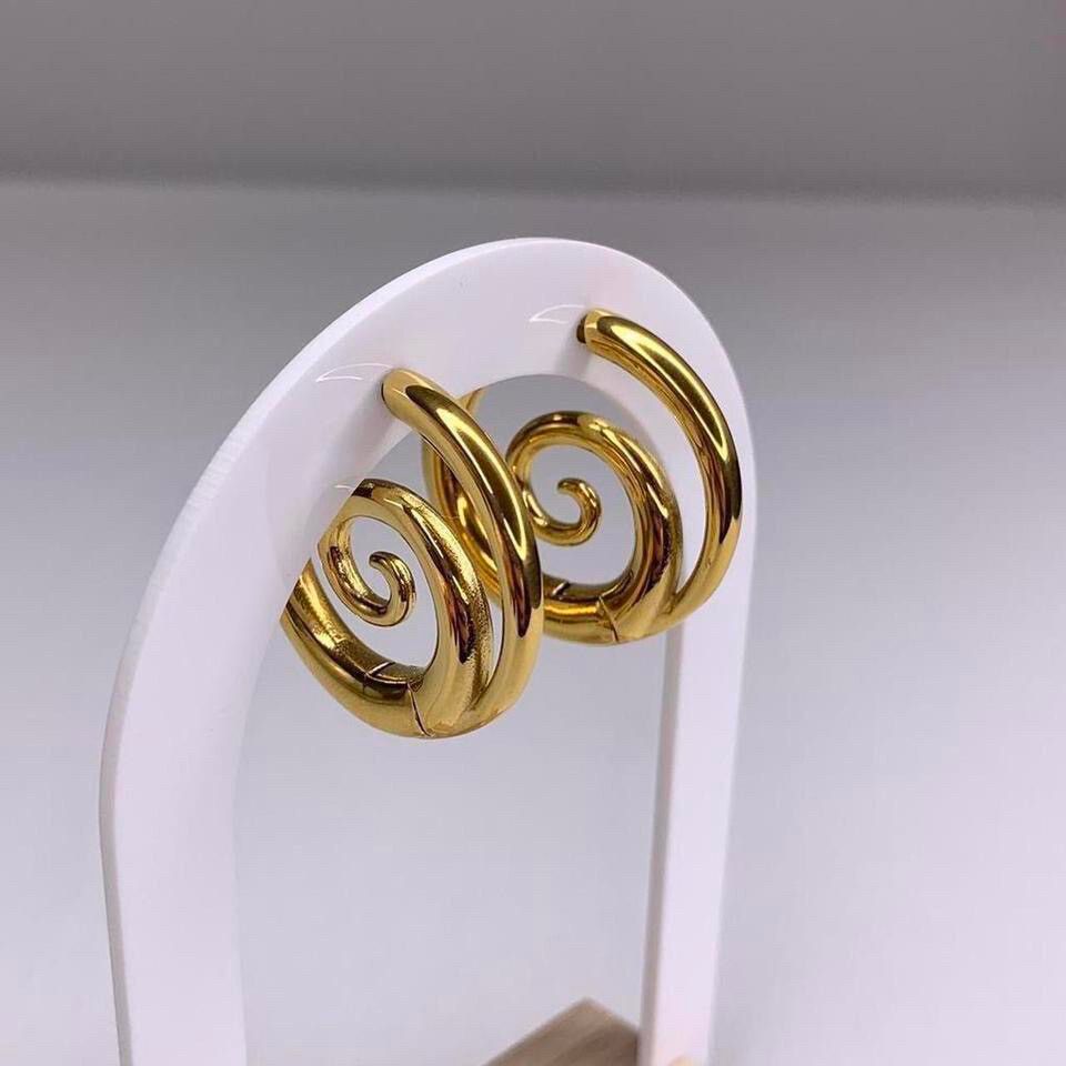 Kopen Australia | Gold Plated Stainless Steel Spiral Hoop Earrings Swirl Boho Gypsy