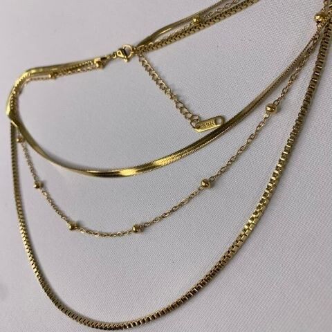 Kopen Australia | Layered Gold Plated Stainless Steel Chain Necklace Mobwife