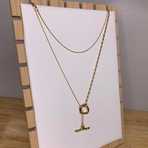 Kopen | Fine Layered Toggle Gold Plated Chain Necklace Waterproof Y Drop