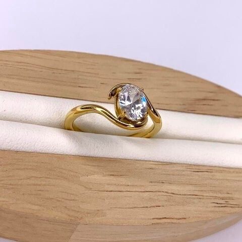 Kopen Size 6.5 | M 1/2 Oval Cubic Zirconia Travel Ring Engagement Gold Plated S. Steel Luxury