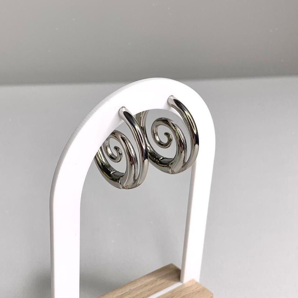 Kopen | Silver Tone Stainless Steel Spiral Hoop Earrings Swirl Boho Gypsy Hoops