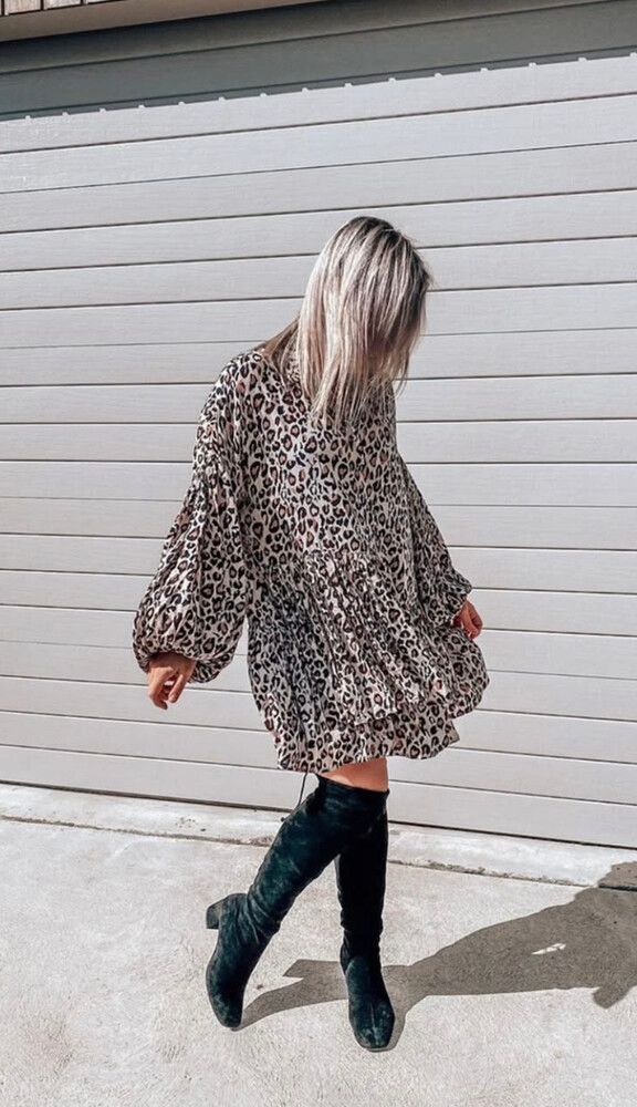 Bohemian Traders Animal Print Mini Shirt Dress M
