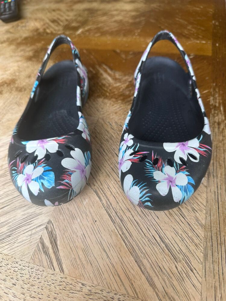 Rare Floral Crocs Ballet Sling Backs