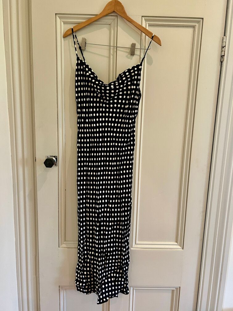 black and white polka dot dress zara Zara Cream Black Polka Dot V-neck Ruffle Layered Smocked Chiffon Mini – Brie main image 1