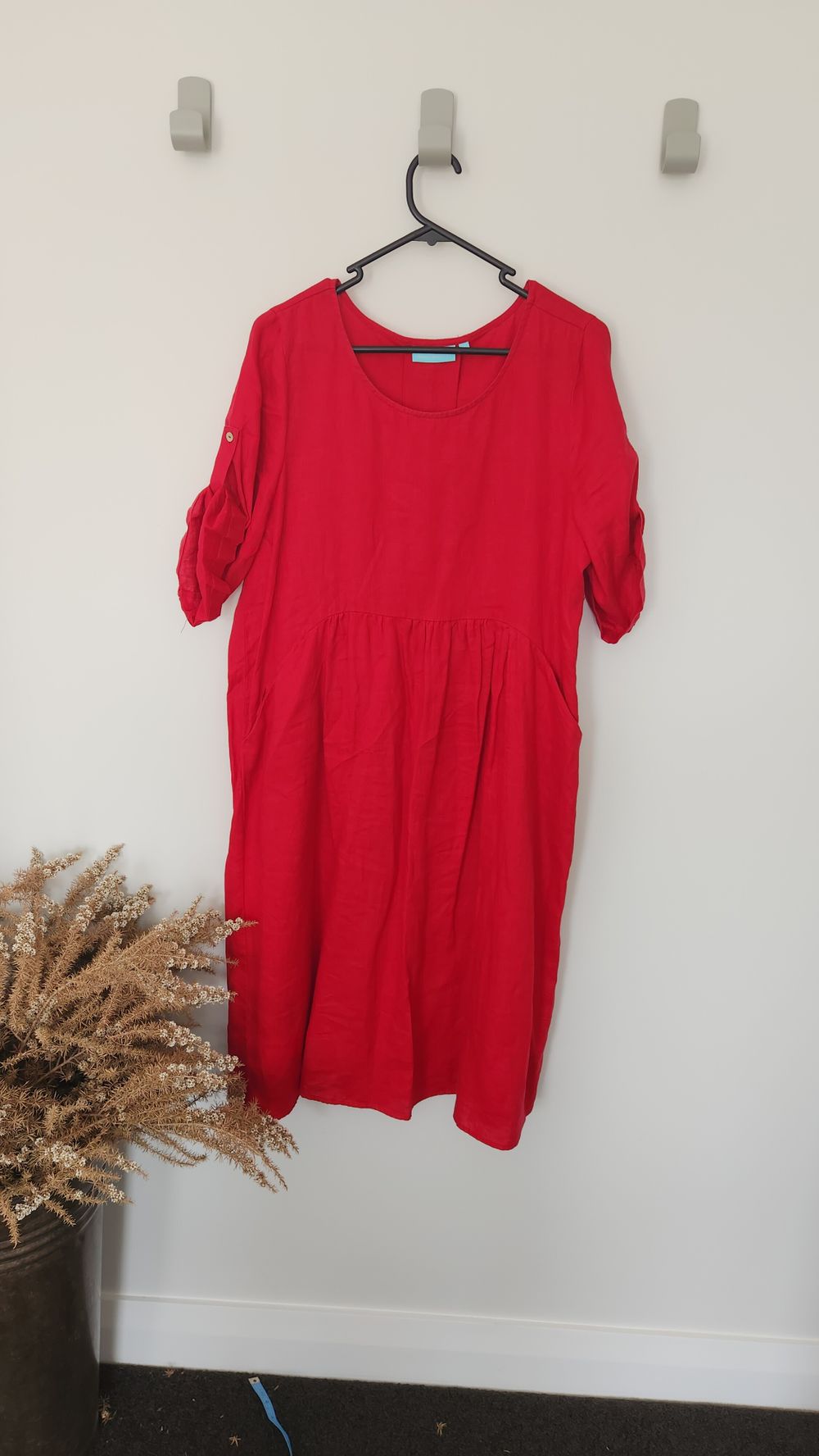 Blue Illusion - Red Linen dress