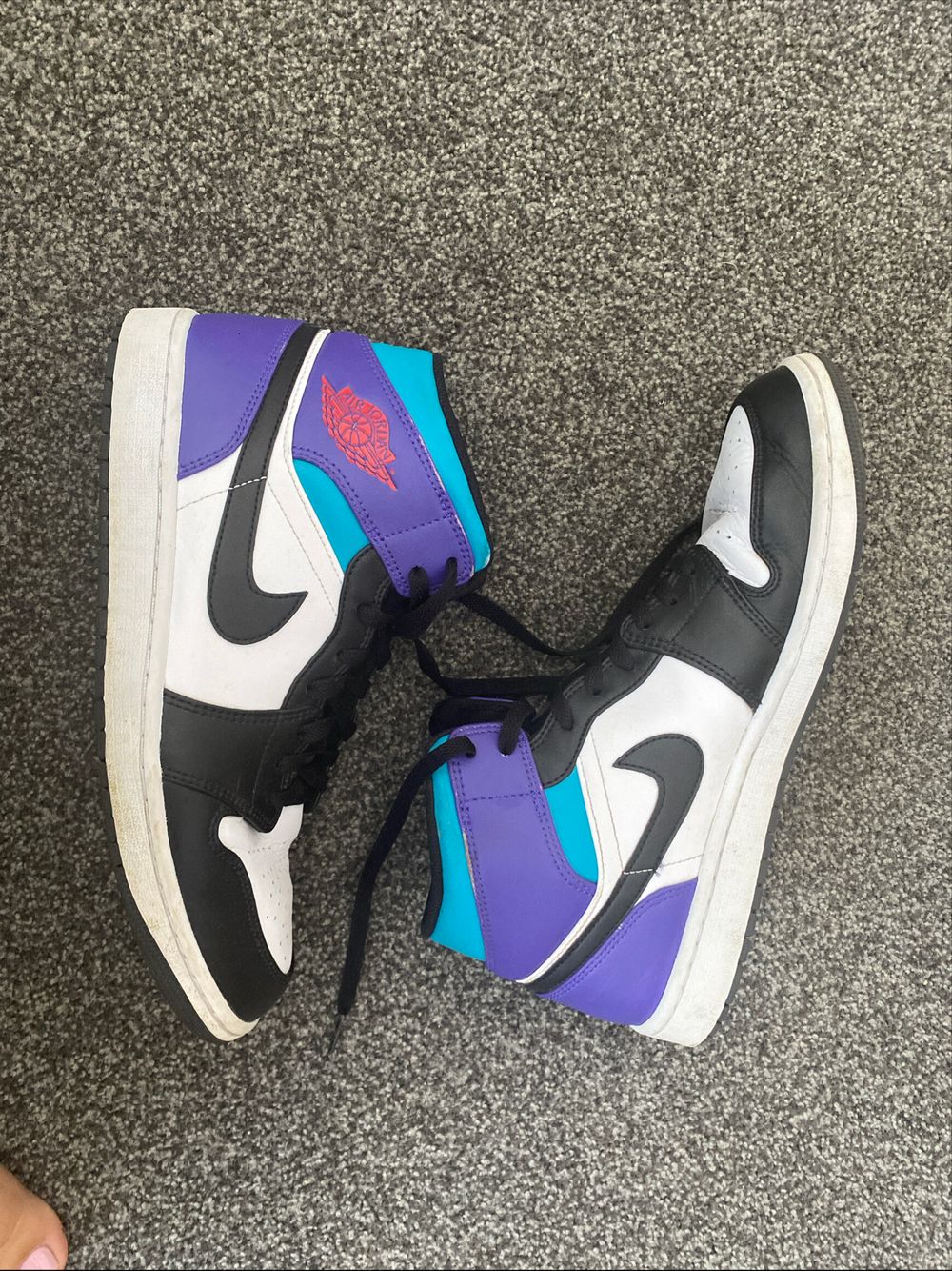 Air Jordan White Black Purple Turquoise Sneakers