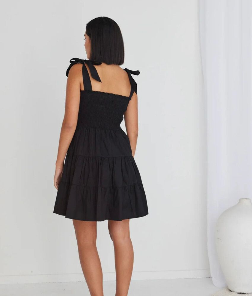 black shirred mini dress Lace Shirred Mini Dress CO507 - Romantic style main image 0