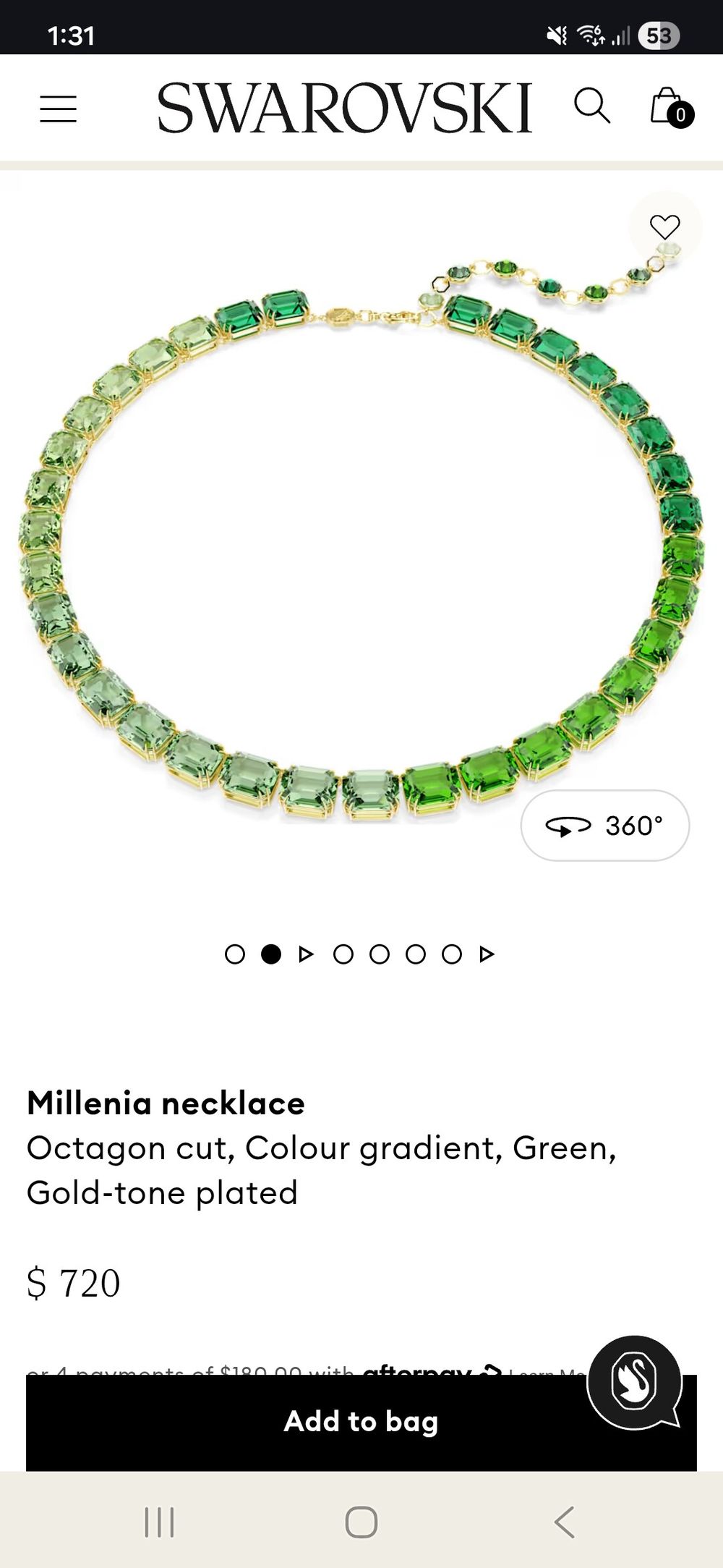 Swarovski Green Millenia Necklace