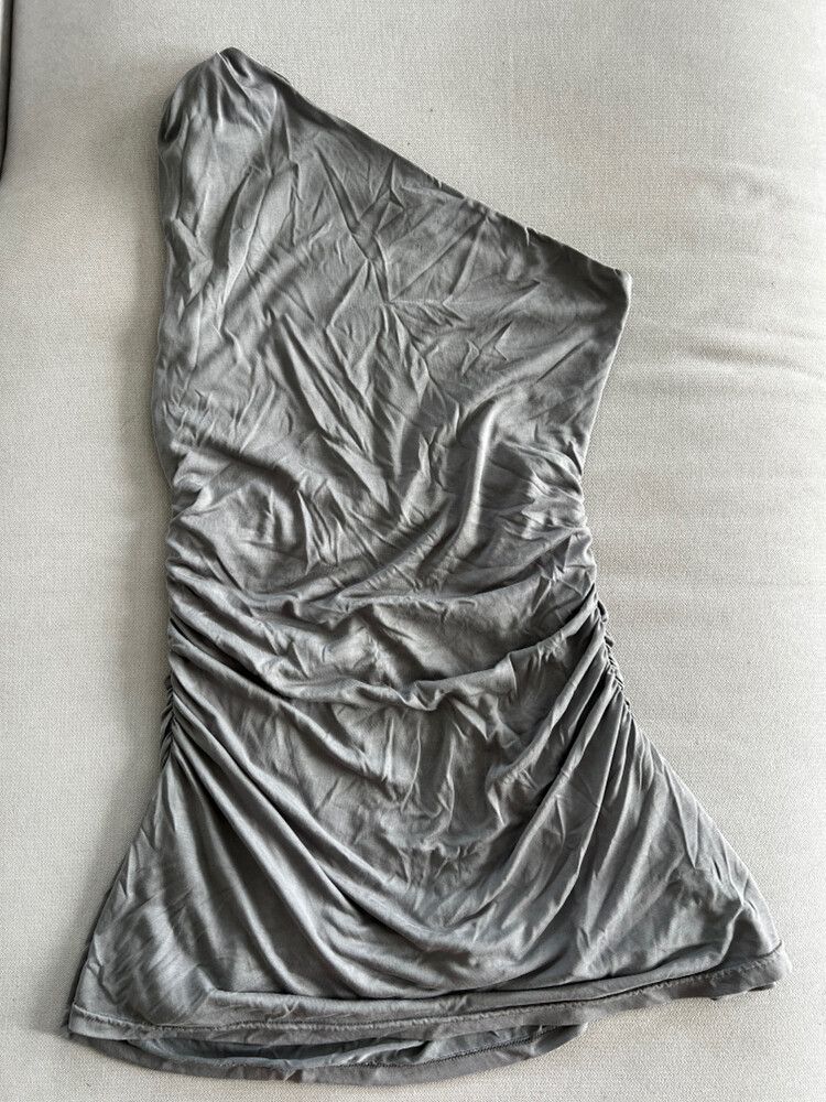 open lace back dress Twin Flame Strapless Mini Dress Slate Grey