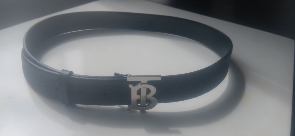 Timeless Burberry TB Monogram Black Leather Belt