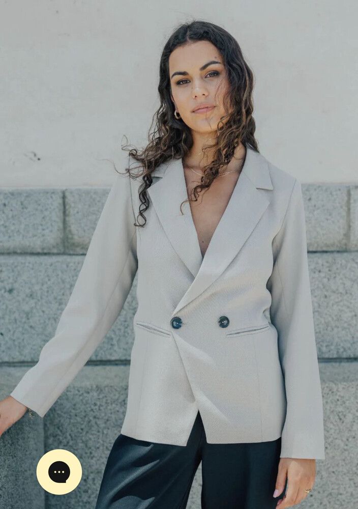Harper Stone Textured Double Breasted Blazer