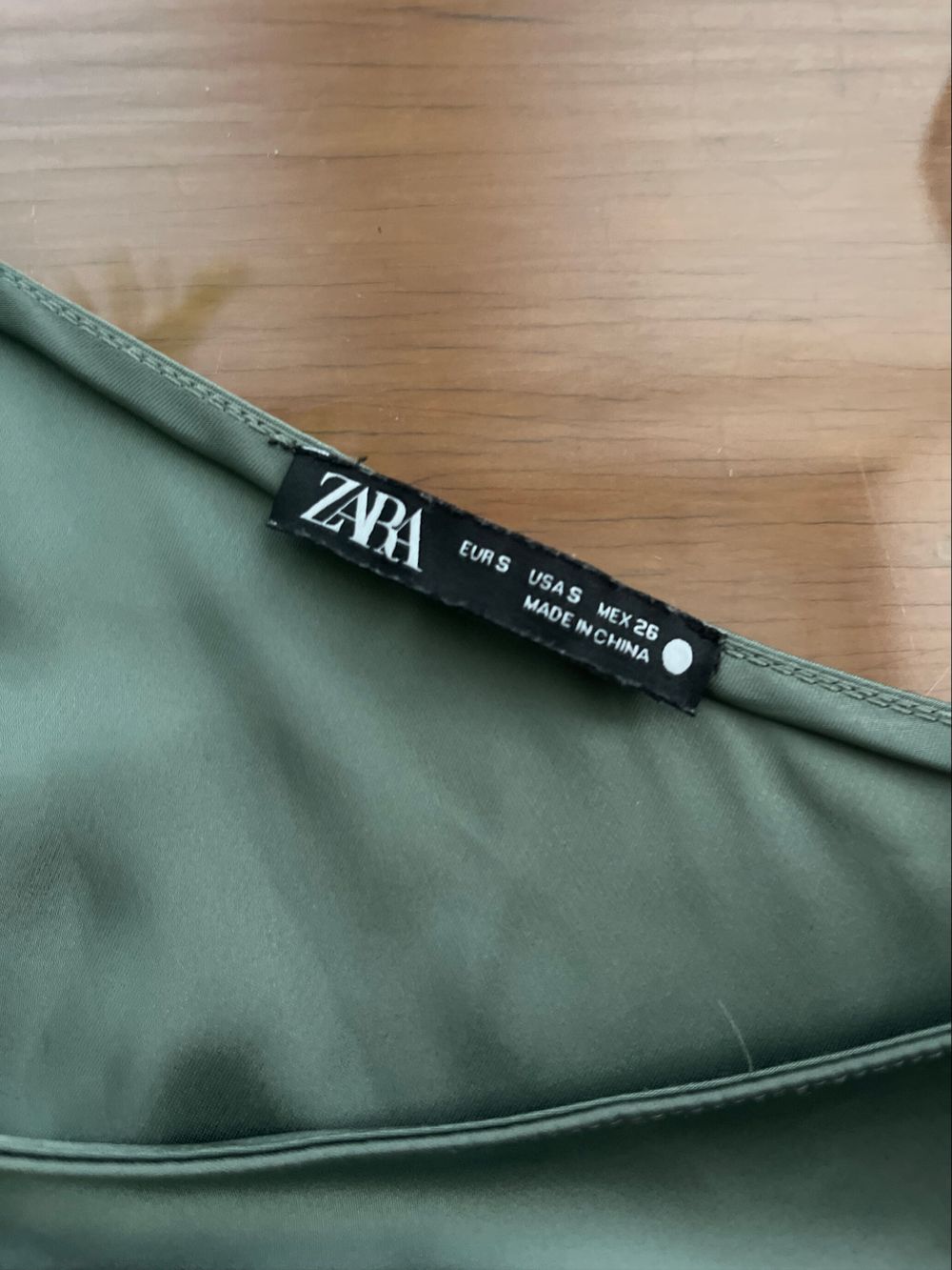 Sage Green Asymmetrical Zara Satin Shirt