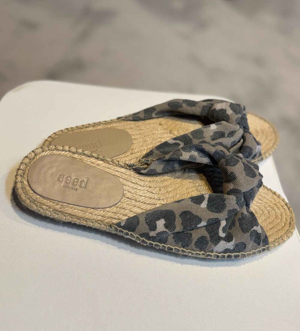 Seed Leopard Print Knoted Espadrille Slides