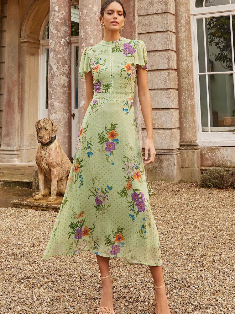 Love & Roses Floral Midi Dress