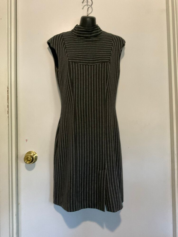 Review Australia Grey Pinstripe  Winter Dress