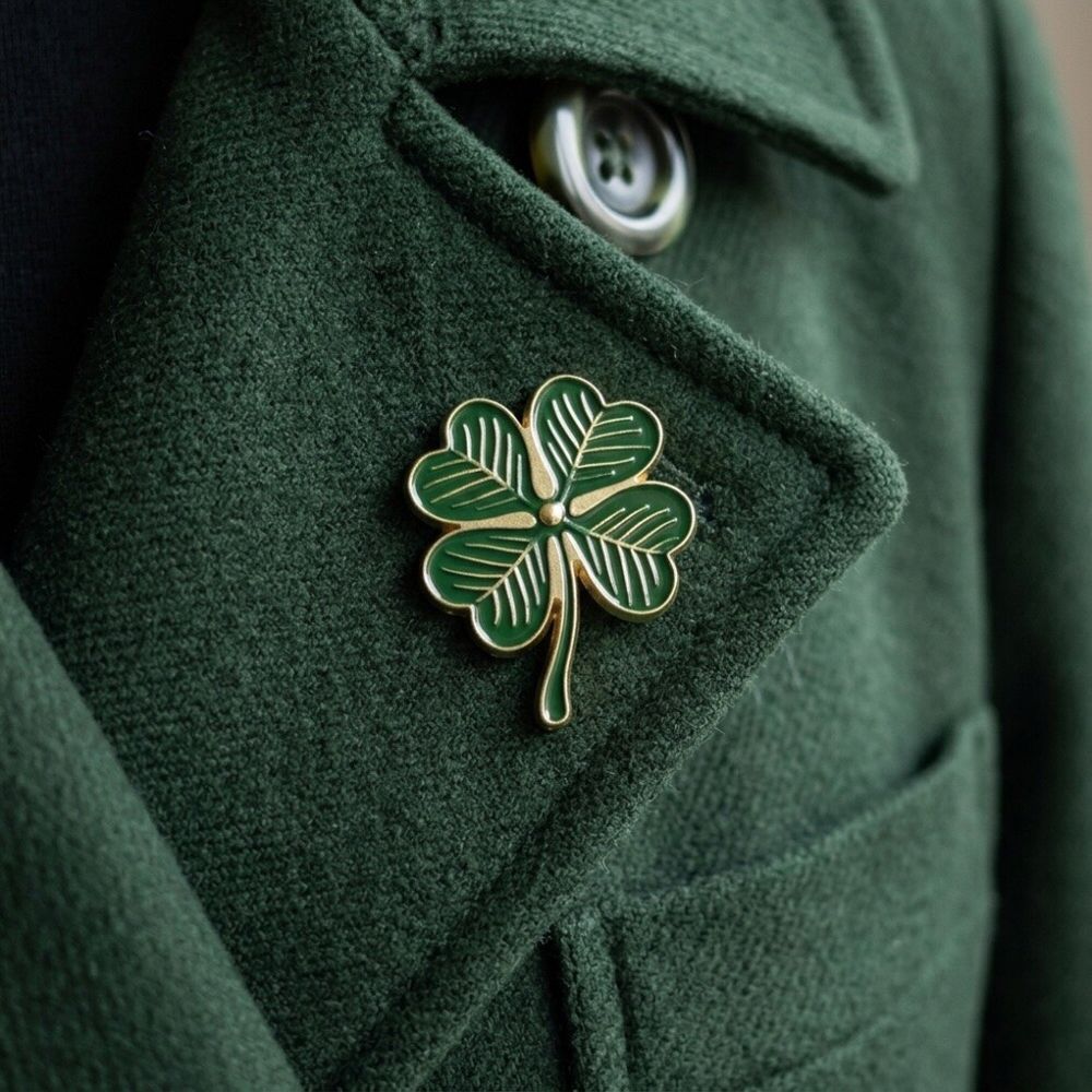 Gold and Green Shamrock Enamel Pin