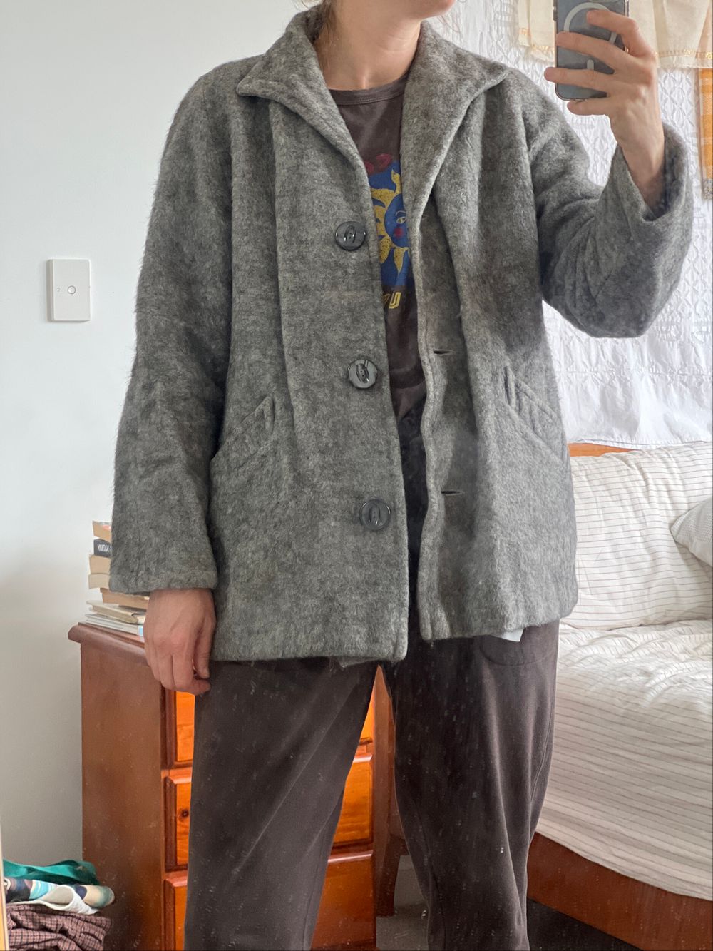 Malla Grey Wool Blend Coat Size 14