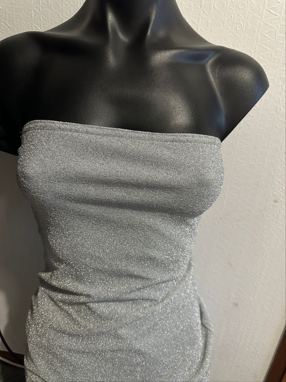 glassons silver dress Metallic Knit Mini Dress in Grey X Silver Stripe