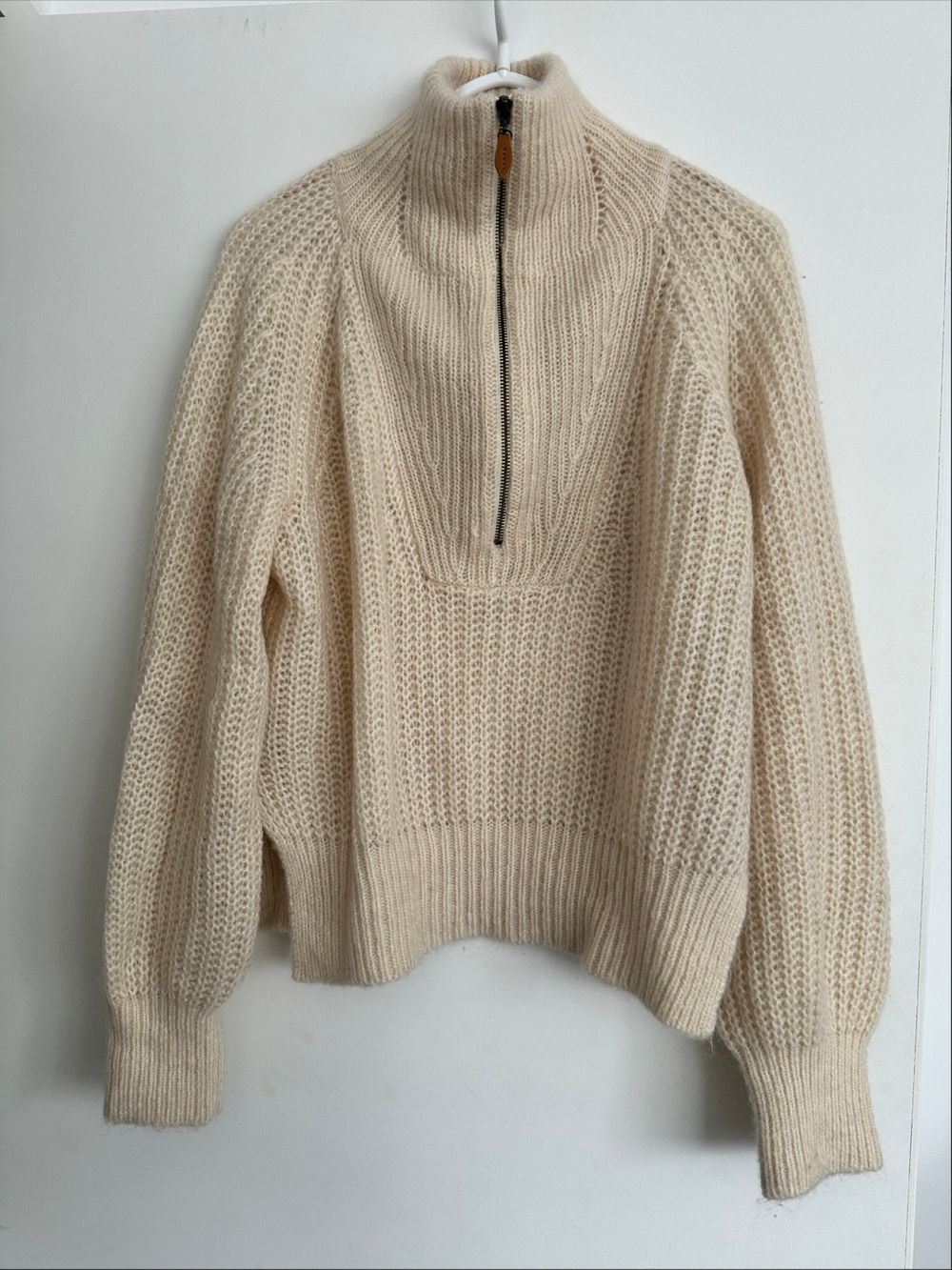 Rowie Beige Half-Zip Knit Jumper