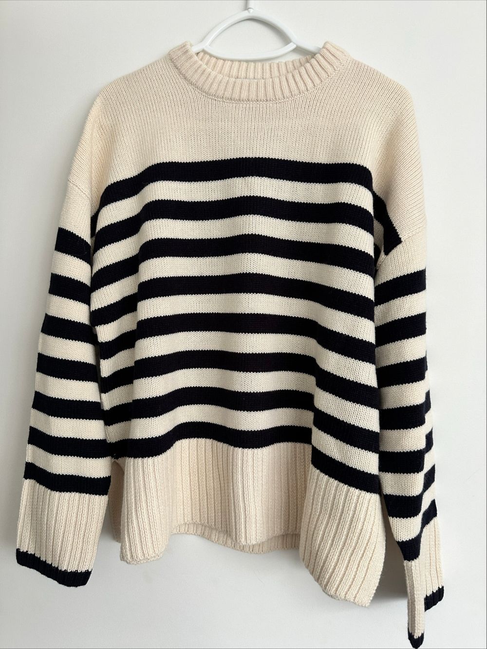 Zara Beige and Black Striped Knit Jumper