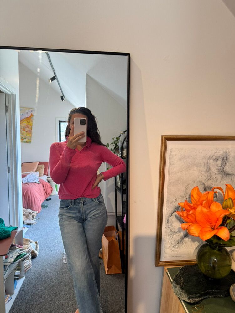 Hot Pink Cashmere Top With Detailed Collar