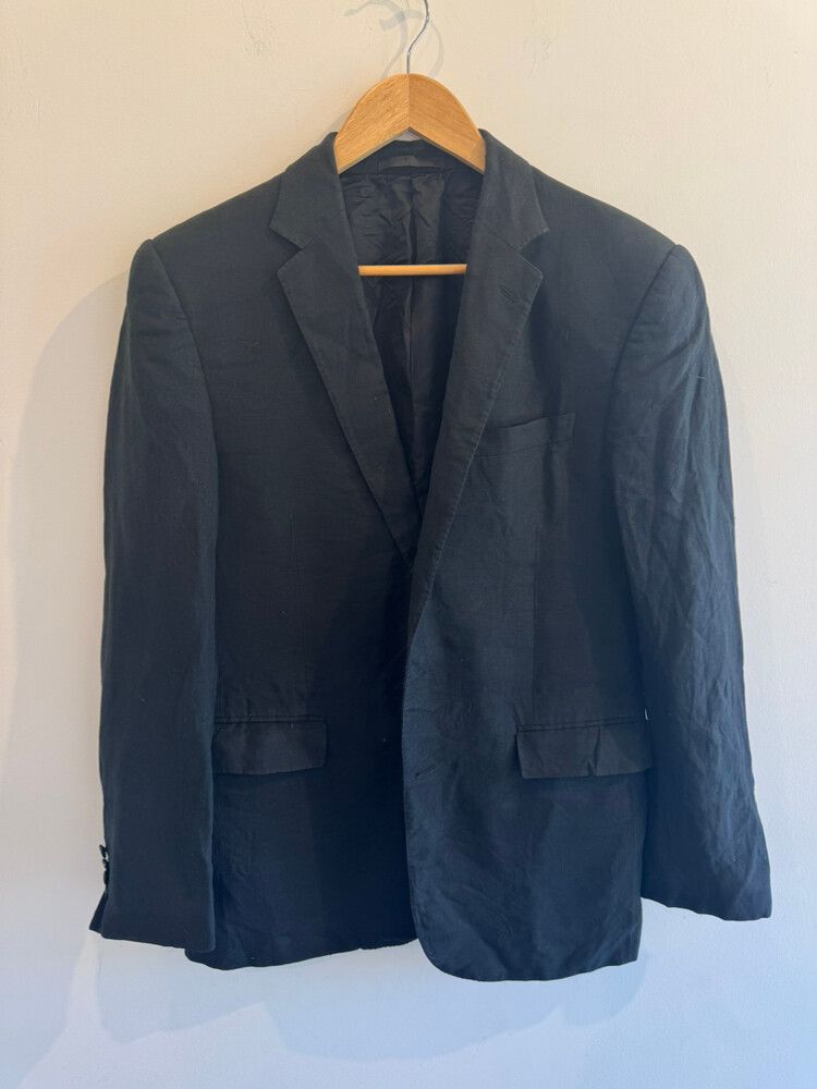 Italian Made Black Pure Linen Blazer
