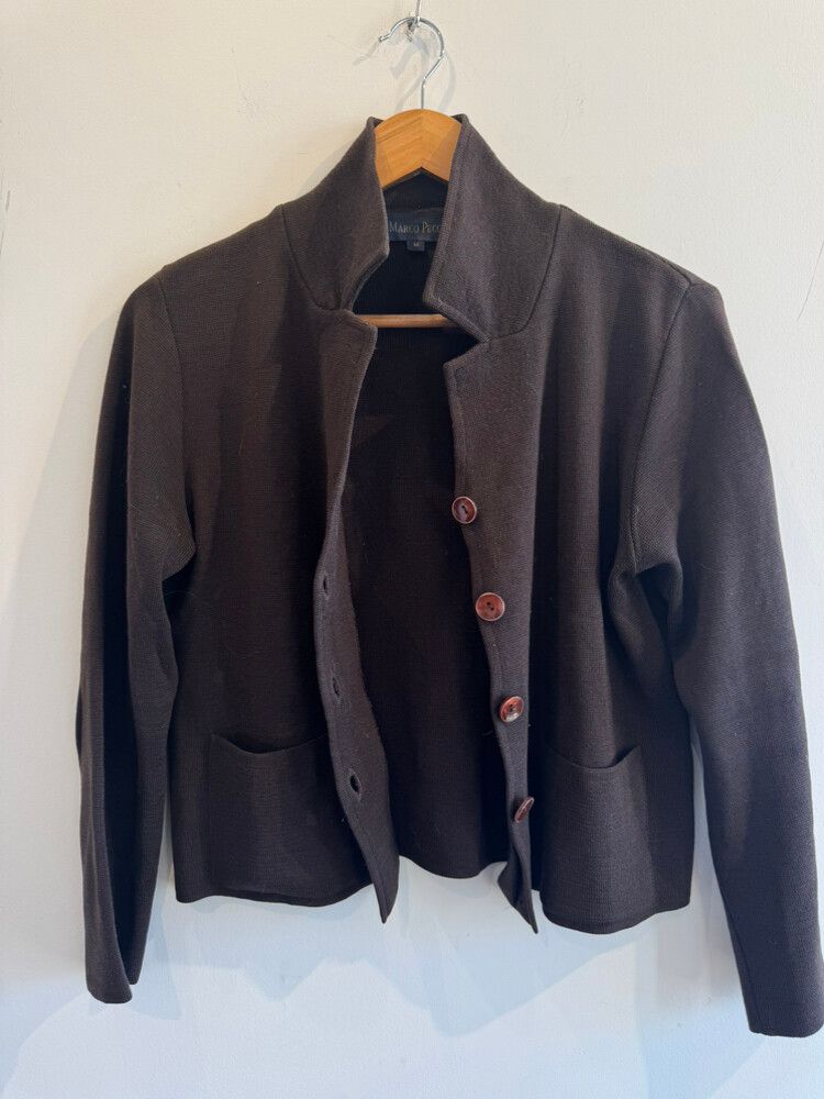 Chocolate Italian Wool Blend Cropped Cardi