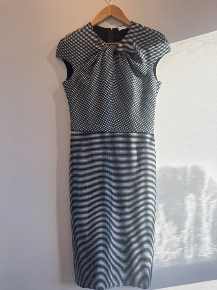 Scuba Pencil Dress In Houndstooth