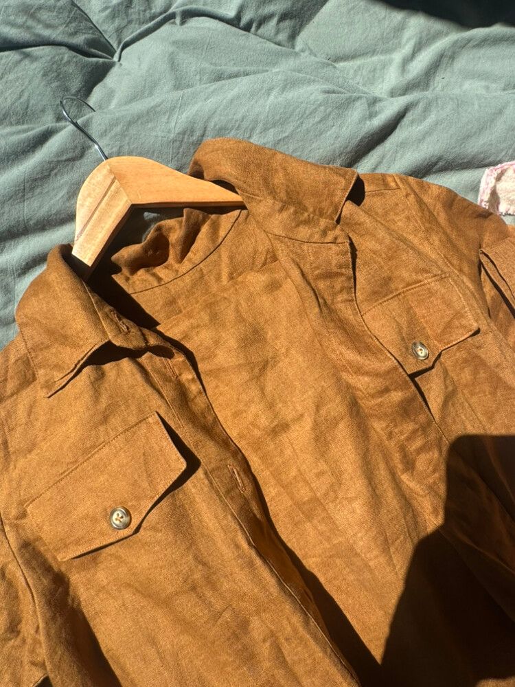 Pure Linen Rust Brown Shirt and Pants Set
