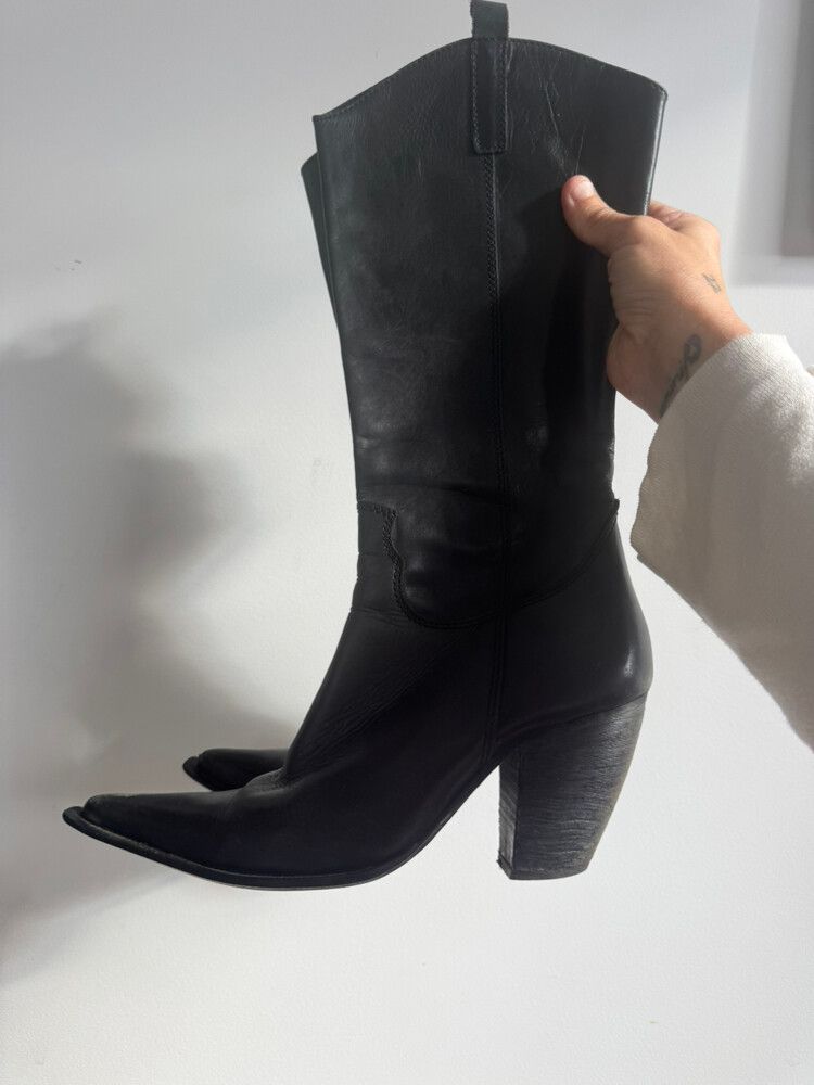 Genuine Italian Leather Cowboy Style Boots