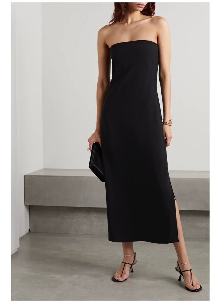 rosie assoulin black strapless midi dress Rosie Assoulin Black Strapless Strapless Midi Cocktail Dress NWT Crew  Gwyneth Strapless Midi Slip Dress In