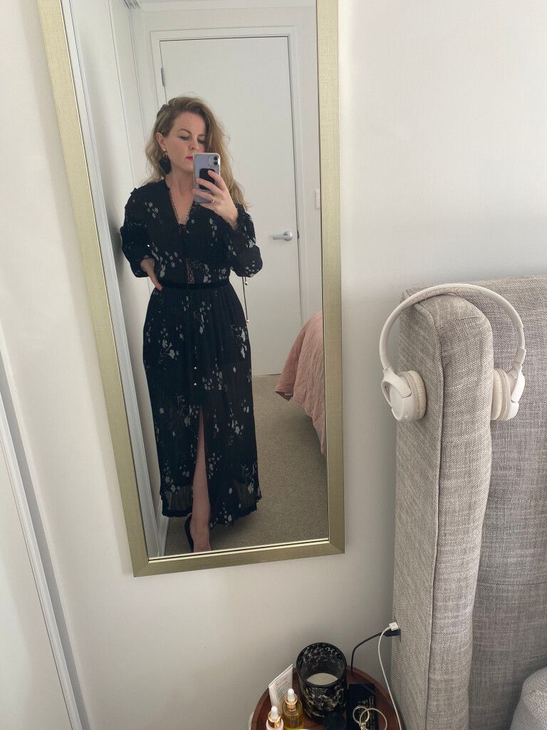 bec and bridge black floral dress The Dreamer Maxi Dress in Black main image 1