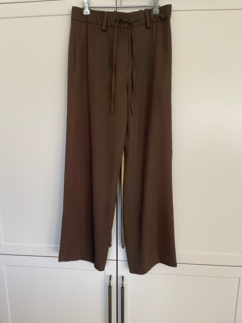 COS Dark Khaki Drawstring Straight-Leg Trousers