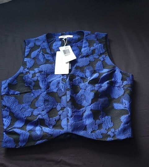 Lucy Paris Brocade Blue/Black Top