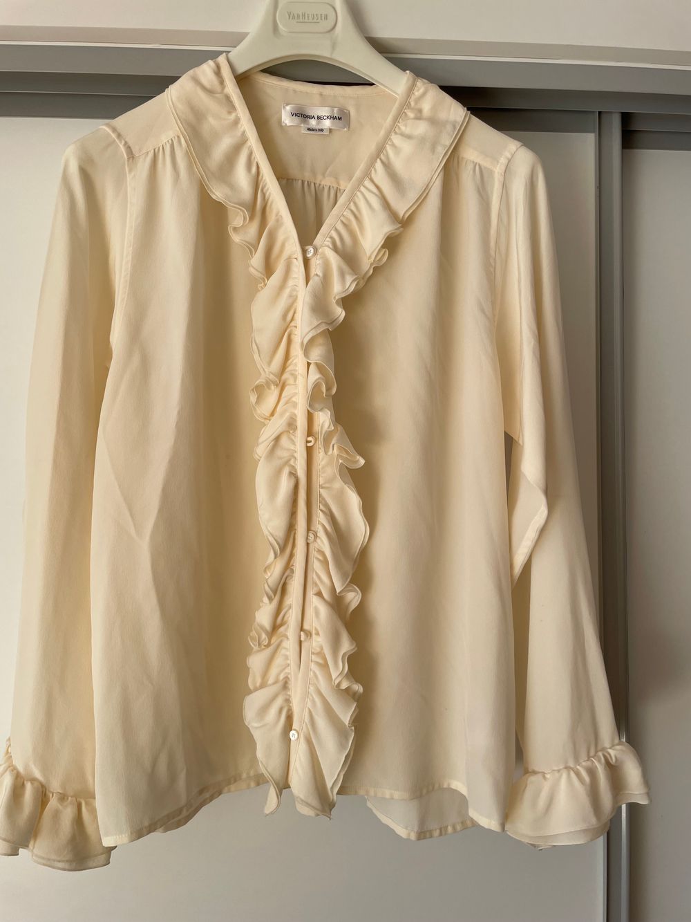 Victoria Beckham Cream Silk Blend Shirt
