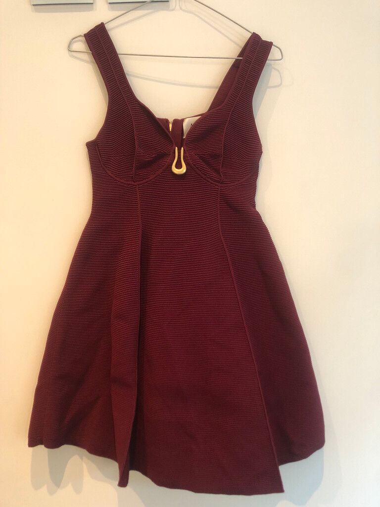 Aje - AJE Cast Knit Burgundy Dress on Designer Wardrobe Aje - AJE Cast Knit Burgundy Dress on Designer Wardrobe