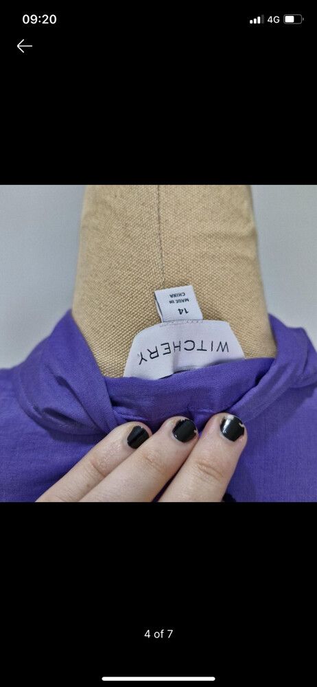 Witchery Purple Cotton Puff Sleeve Dress with Belt Size 14