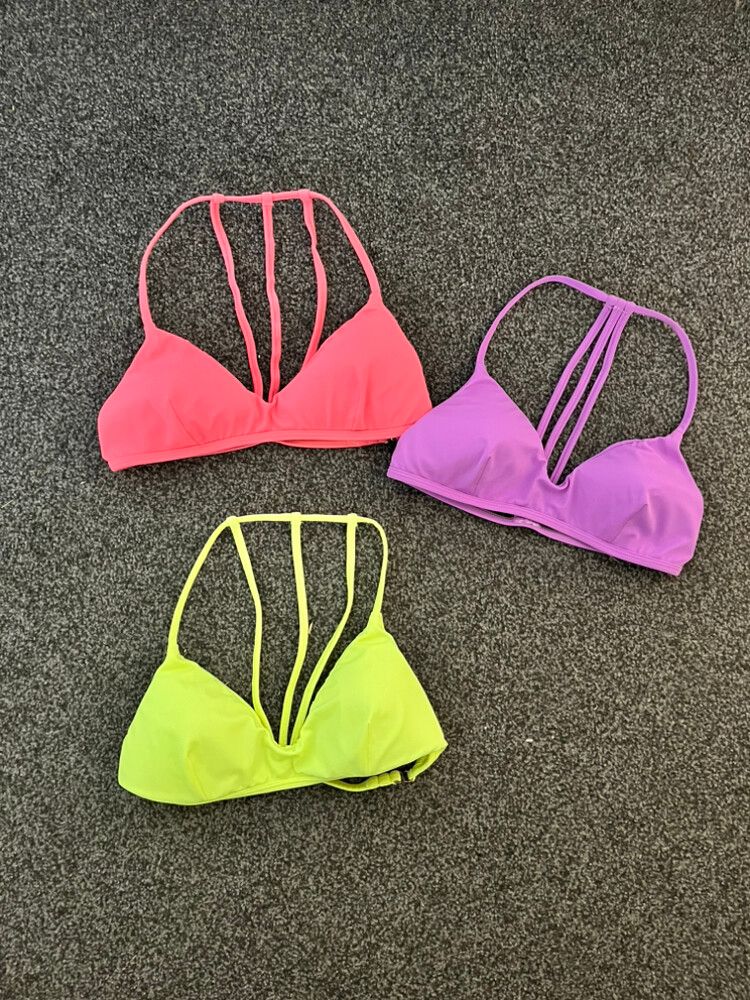 3 x Bright Bikini Tops Plumeria Swimwear/ Size M