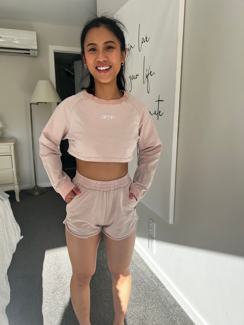 Aim'n - Aimn pink comfy cropped sweatshirt and shorts Size XS RRP150 on  Designer Wardrobe