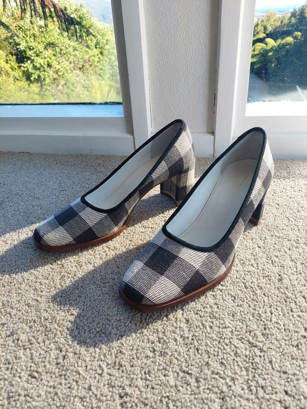 Check block heels