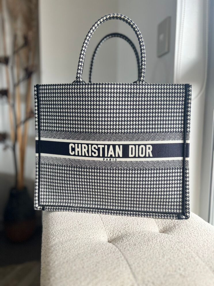 Christian Dior Houndstooth Tote Bag