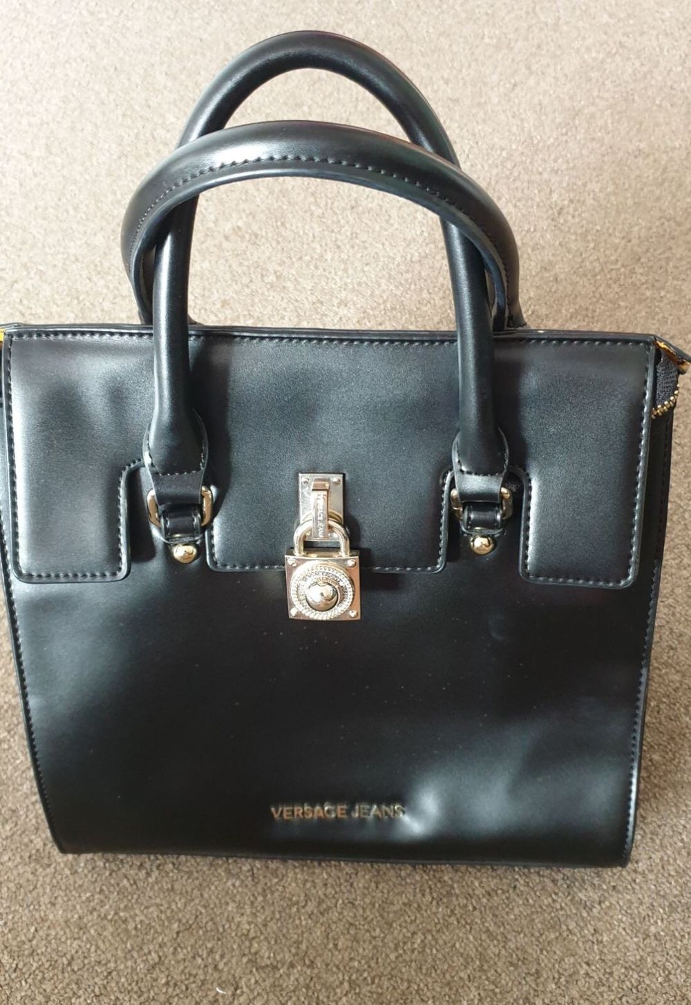 Versace Jeans Black Leather Handbag