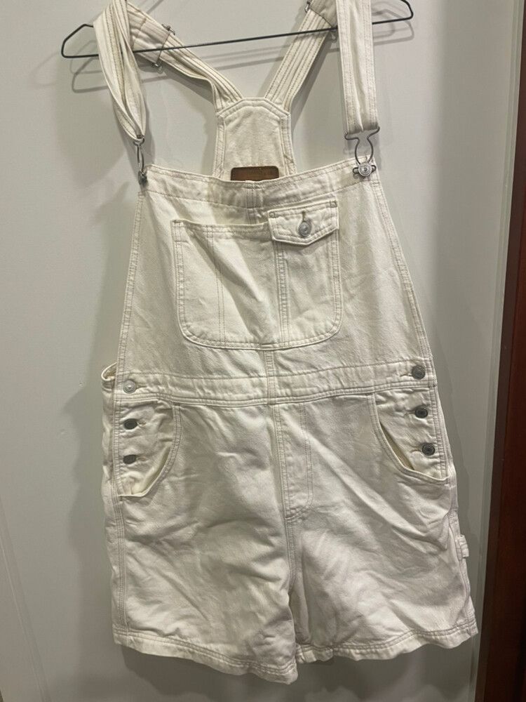 Levi's White Denim Overalls