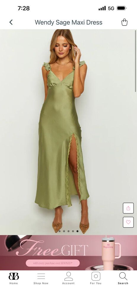 Beginning Boutique - Sage Lace Ruffle Maxi Dress on Designer Wardrobe