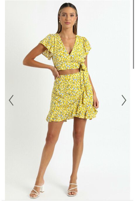 Karrie Yellow Floral Skirt Set Coord