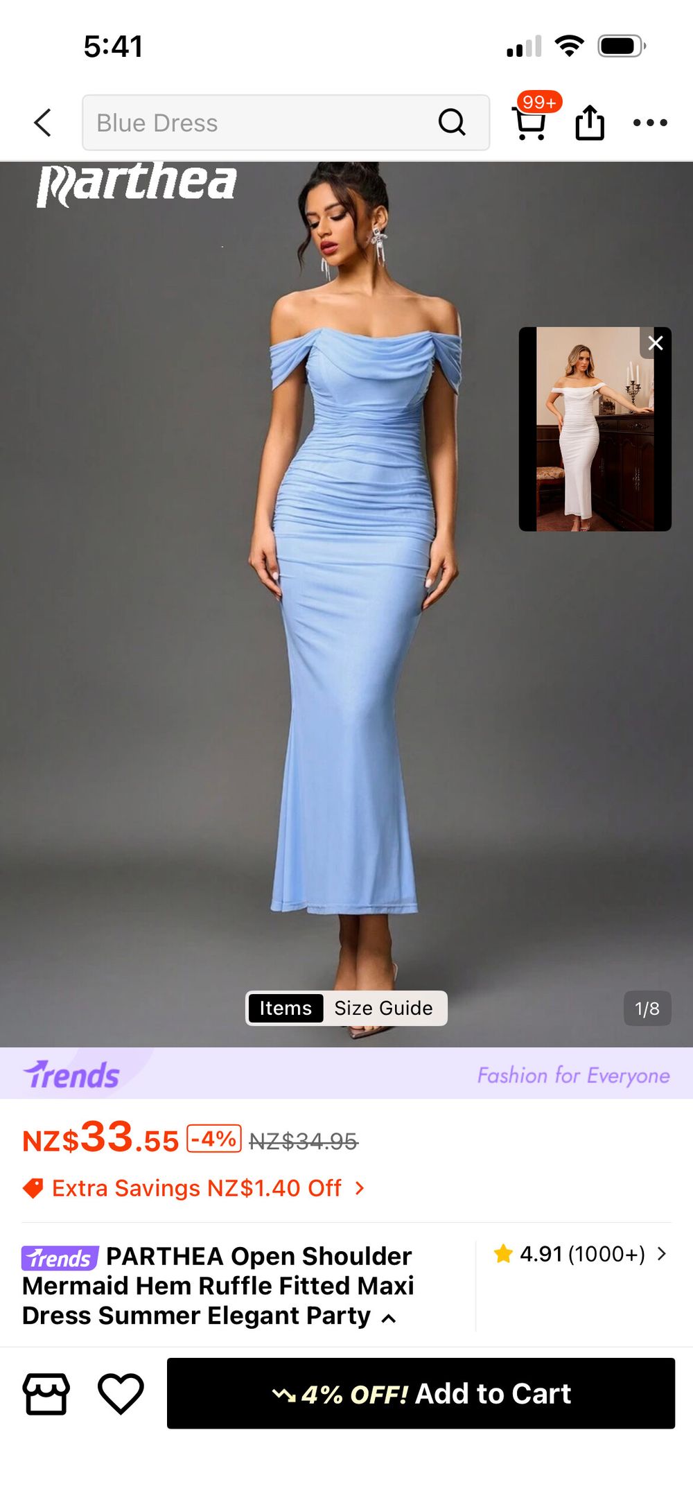 Parthea (SHEIN) off shoulder mermaids hem dress